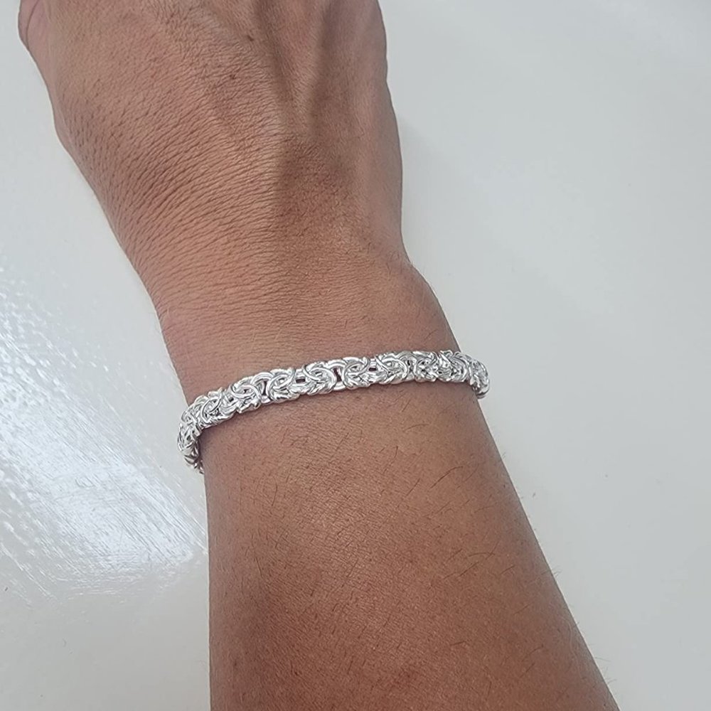 Neiman Marcus Miabella Italian 925 Sterling Silver Byzantine Bracelet - Picture 5 of 7